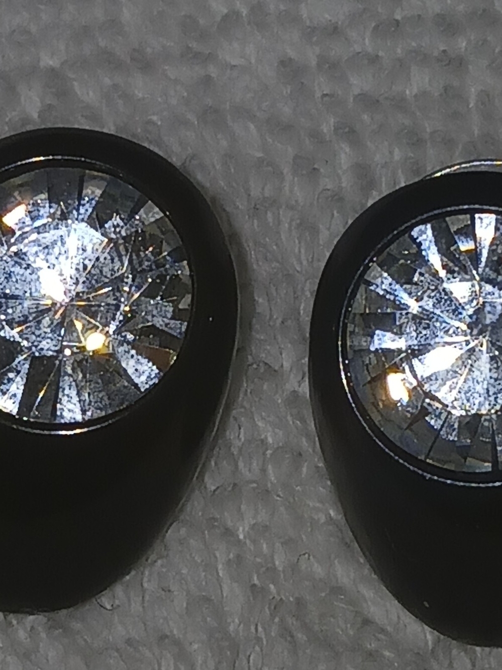 Kenneth Jay Lane Black Lucite with Rhinestone Black Crystal Sparkling Silver